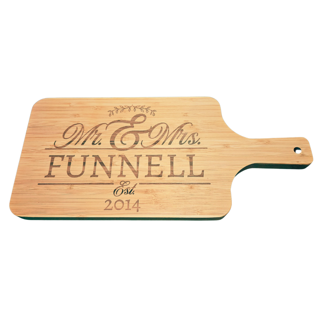 Personalized Engraved Bamboo Chopping Board with Handle - The Perfect Gift