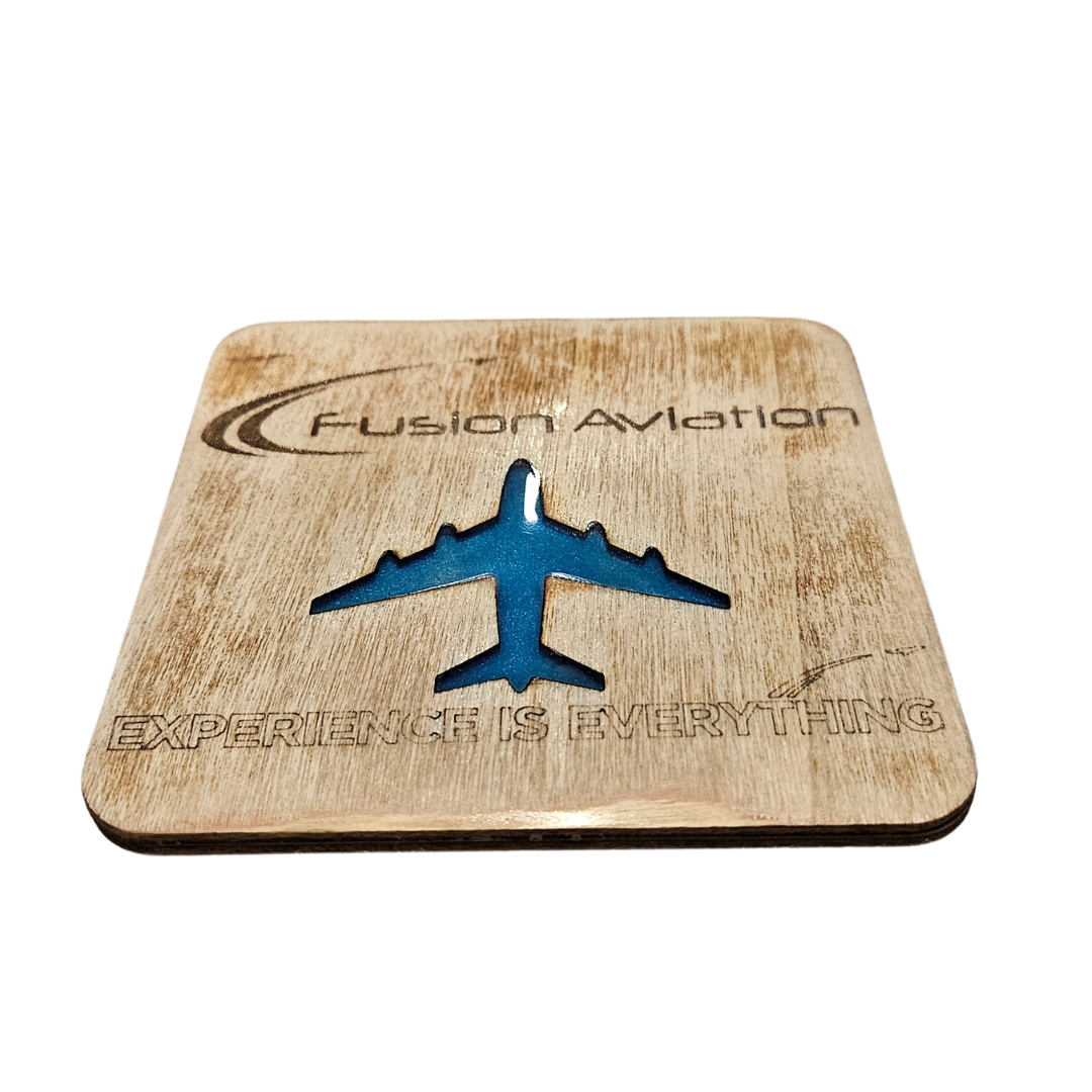 Custom Engraved Wooden Coaster with Resin Inlay - Personalized for Business or Home