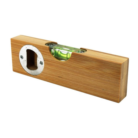 Bamboo Bottle Opener with Spirit Level – Custom Engraving