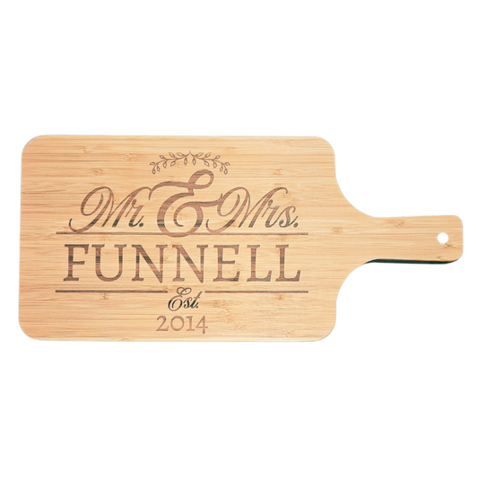 Personalized Engraved Bamboo Chopping Board with Handle - The Perfect Gift