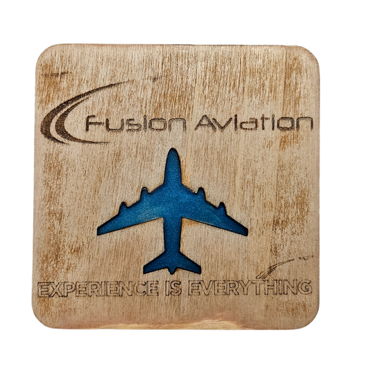 Custom Engraved Wooden Coaster with Resin Inlay - Personalized for Business or Home