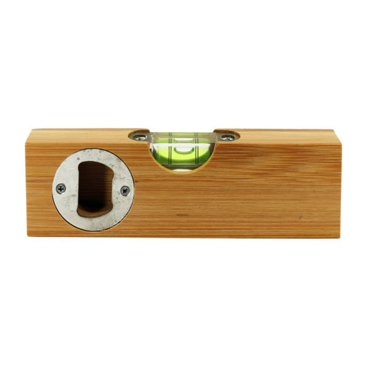 Bamboo Bottle Opener with Spirit Level – Custom Engraving
