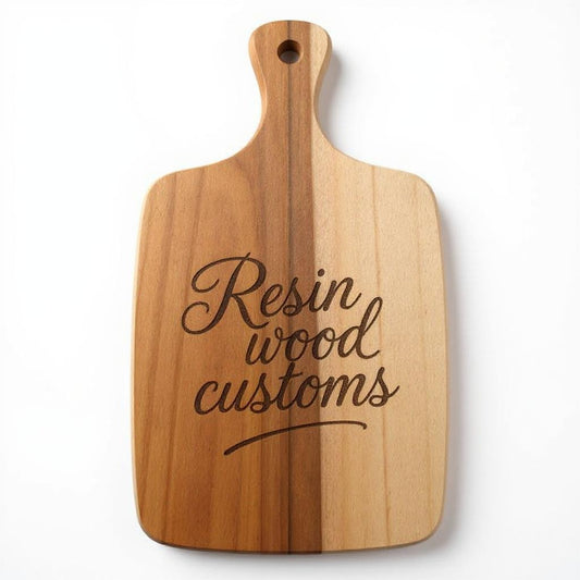 30.5cm Oil-Stained Solid Beech Wood Chopping Board with Rounded Corners and Handles – Custom Engraving
