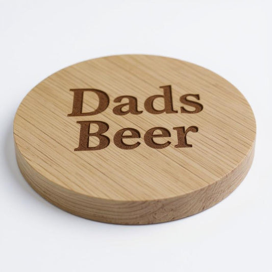 Solid Oak Wood Round Magnetic Bottle Opener & Coaster – Custom Engraving