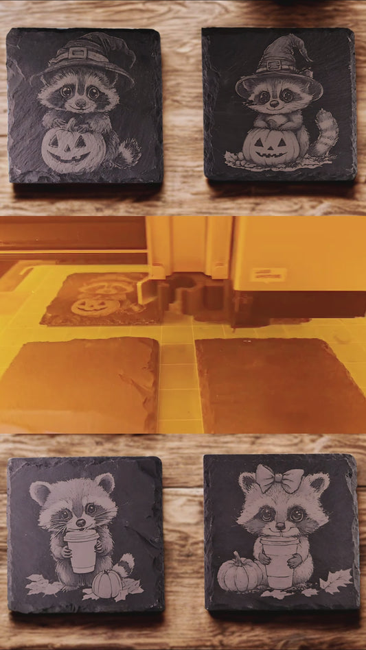 Custom Engraved Square Slate Coasters – Personalized Gift Set